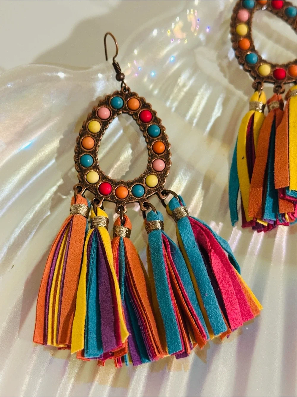Boho Multicolor Tassel Drop Earrings